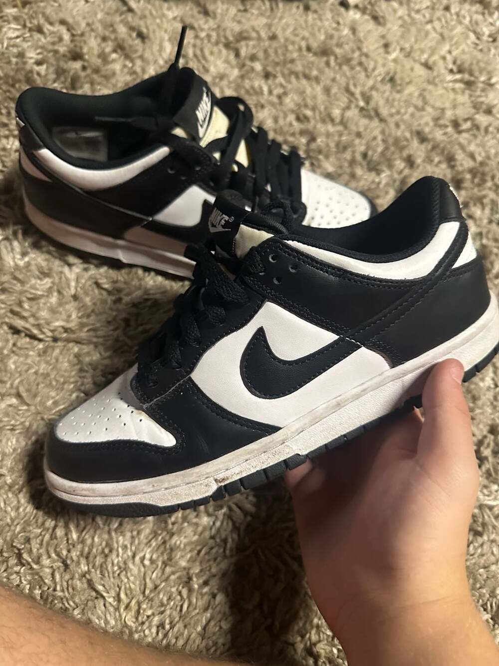 Nike Dunk Low Retro White Black Panda Sneakers Size 6.5 Youth/ 8 Women